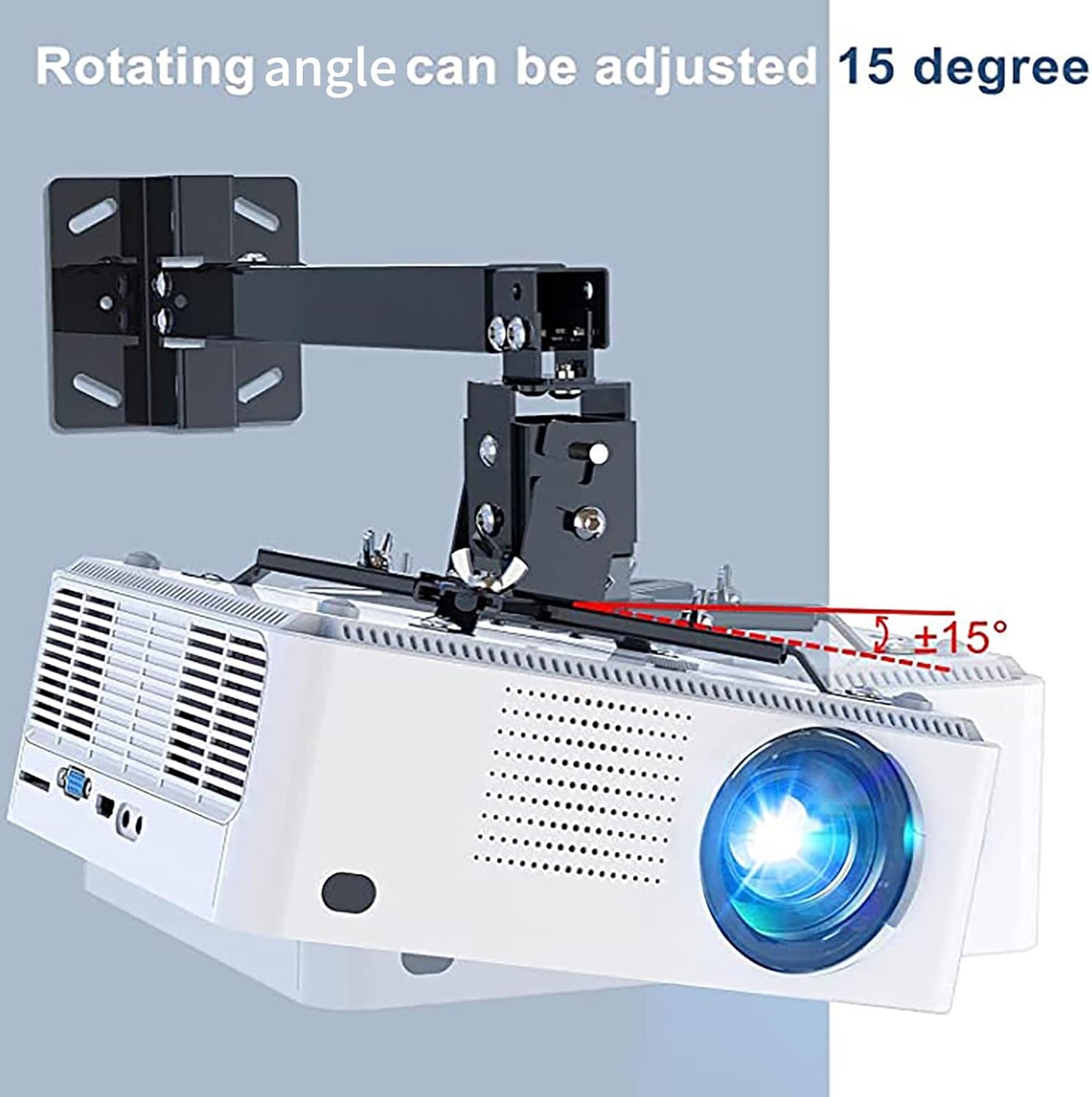 Projector Mount Wall or Ceiling Bracket with Adjustable Height and Extendable Arms Projection Mount for Different Size Projector(Black)