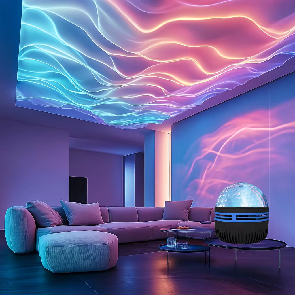 Starry Sky Galaxy Projector Light LED Ocean Wave Night Light RGB 7Modes Remote Control USB Auto Rotate for Room Party Decor Gift