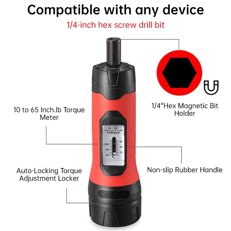 1/4-Inch Drive Preset Torque Screwdriver Set (15-65 in-lb) - Professional Gunsmithing Tool for Pistol & Rifle Maintenance