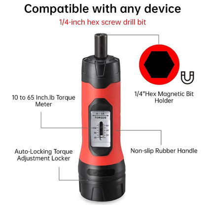 1/4-Inch Drive Preset Torque Screwdriver Set (15-65 in-lb) - Professional Gunsmithing Tool for Pistol & Rifle Maintenance