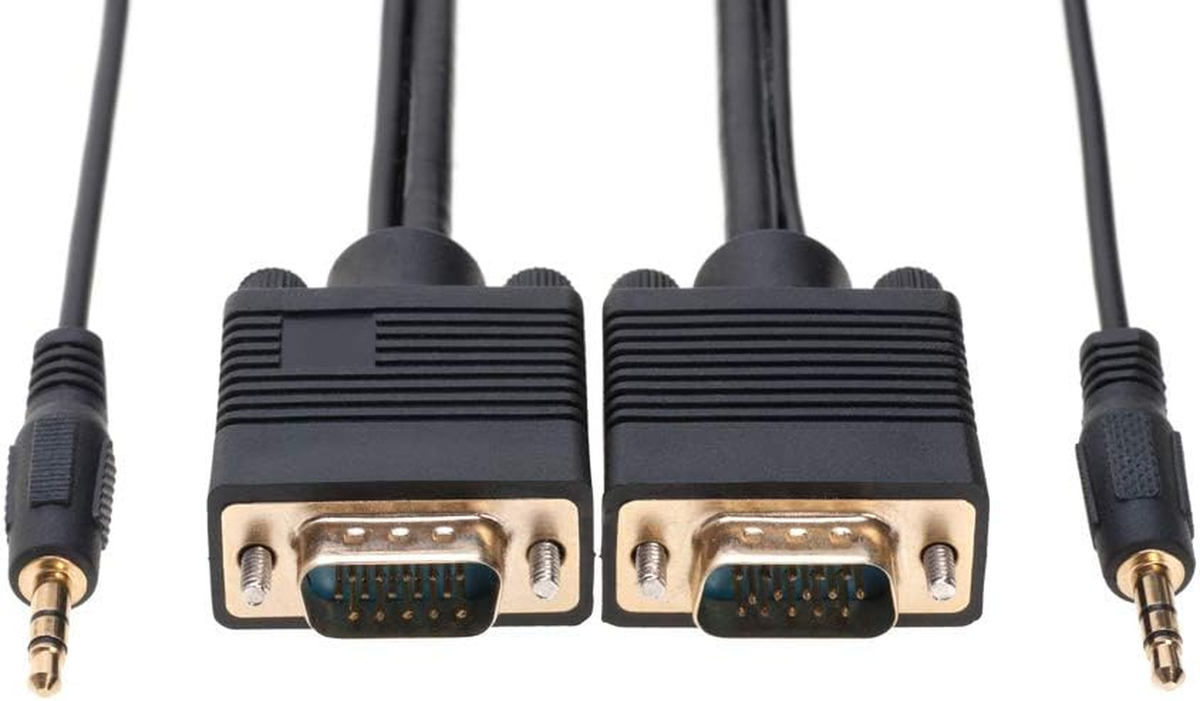 3FT SVGA + Audio Monitor Cable - Male to Male VGA to VGA 1080P for PC, Projector, Laptop, TV