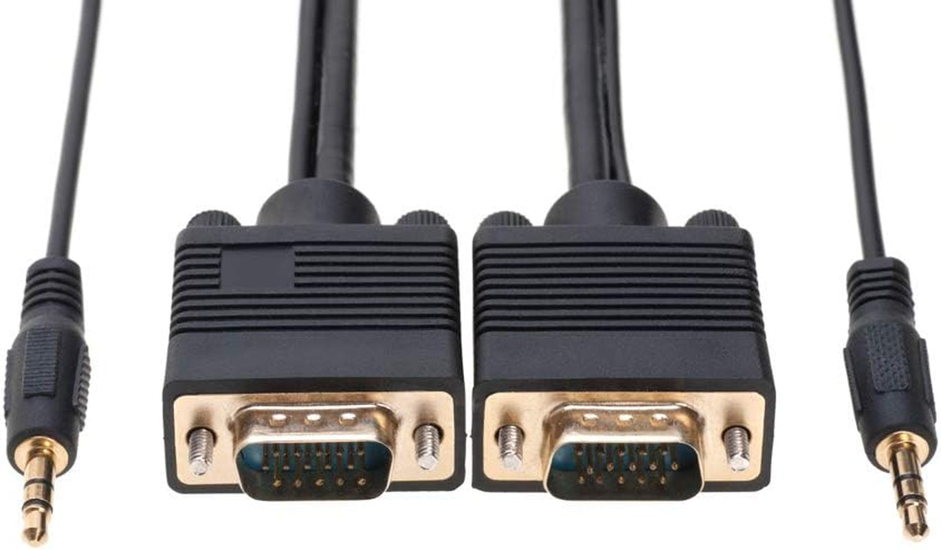 3FT SVGA + Audio Monitor Cable - Male to Male VGA to VGA 1080P for PC, Projector, Laptop, TV