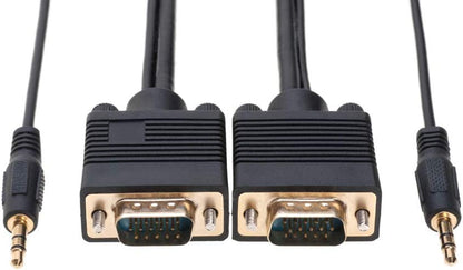 3FT SVGA + Audio Monitor Cable - Male to Male VGA to VGA 1080P for PC, Projector, Laptop, TV