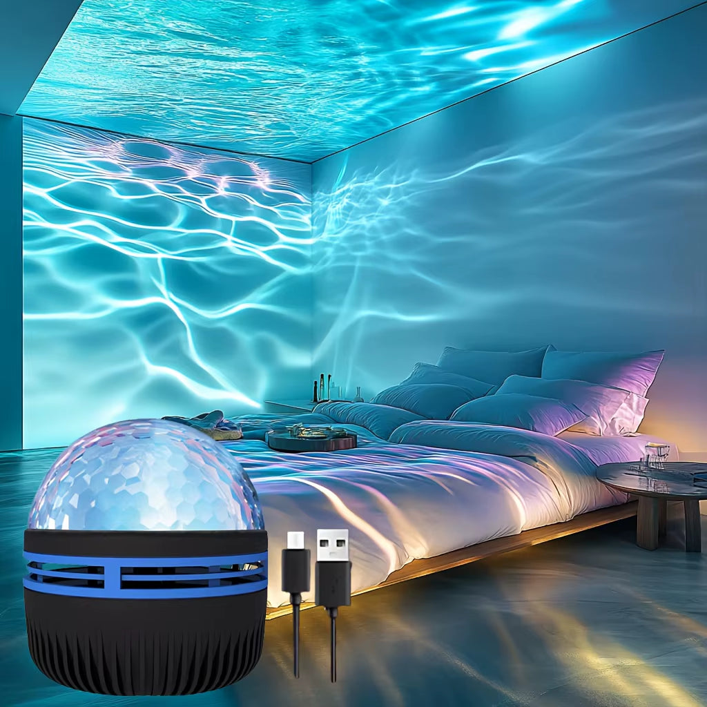 Starry Sky Galaxy Projector Light LED Ocean Wave Night Light RGB 7Modes Remote Control USB Auto Rotate for Room Party Decor Gift