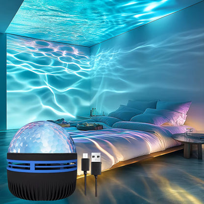 Starry Sky Galaxy Projector Light LED Ocean Wave Night Light RGB 7Modes Remote Control USB Auto Rotate for Room Party Decor Gift