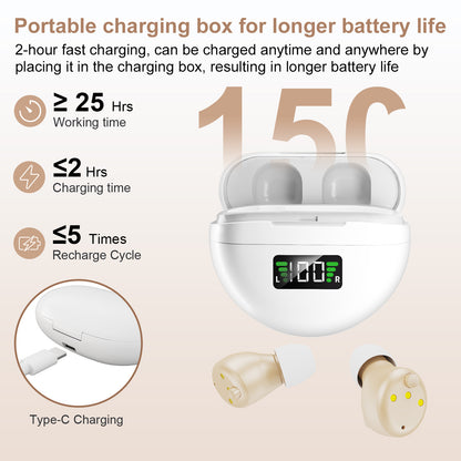 Smart Noise-Canceling Behind-the-Ear Hearing Aid with Magnetic Charging Case for International Market