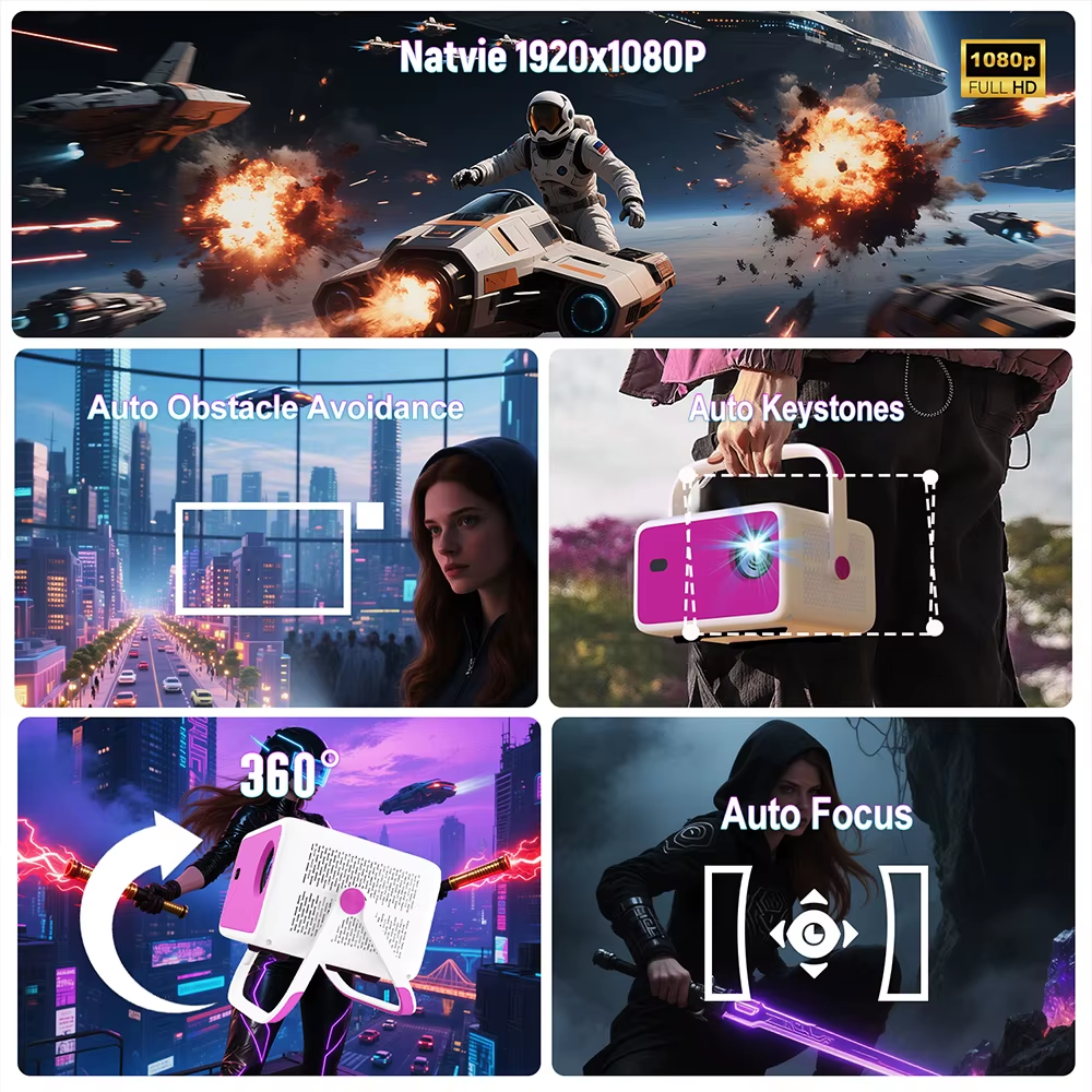 4K 1080P HD Projector 650 ANSI Auto Focus Android 11 H713 Wifi6 BT5.2 Portable Outdoor Video Smart Home Theater Projectors