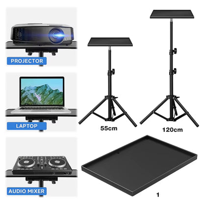 Adjustable Floor Projector Stand with 1/4 Inch Thread Universal Mount for Laptops Cameras and Equipment