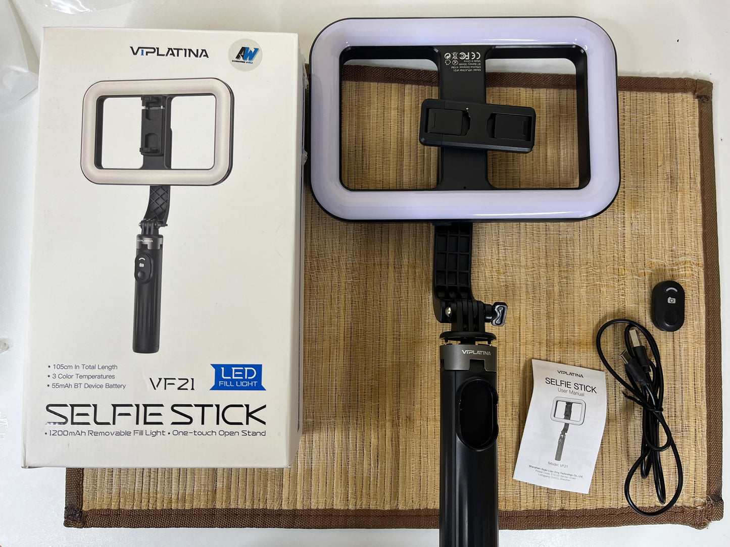 Ring light selfie stick portable