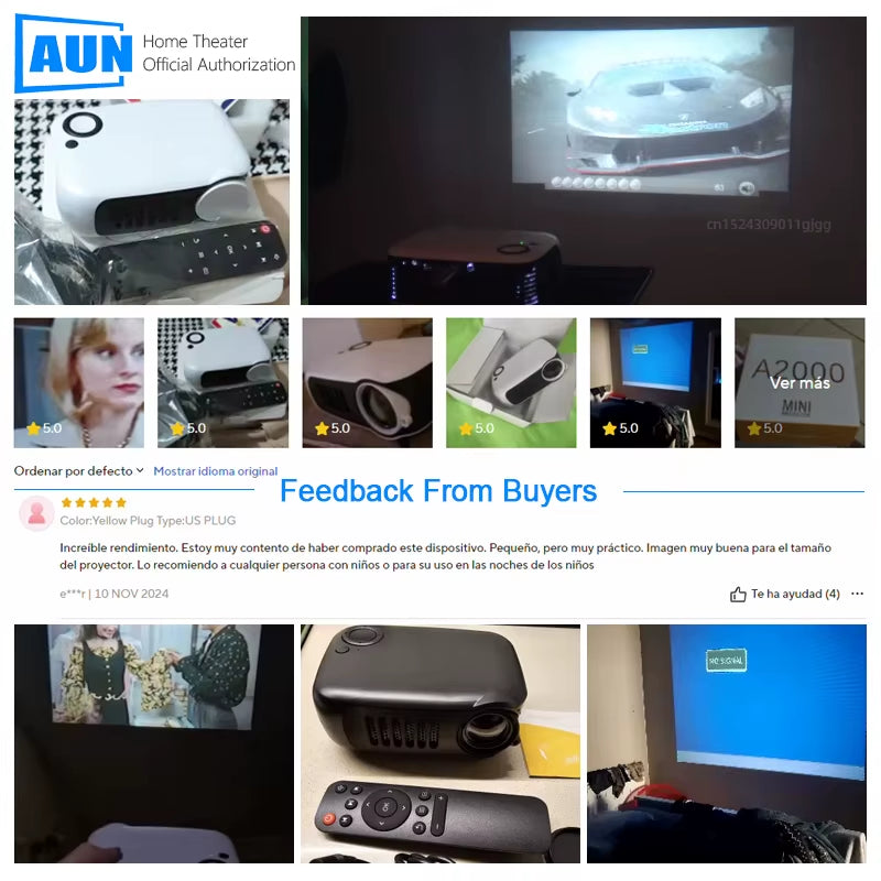 MINI Projector Portable 3D LED Video Projectors Home Cinema Theater Game Laser Beamer Smart TV BOX 1080P 4K via HD Port A2000