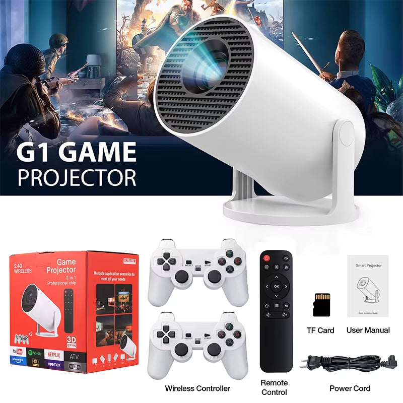 30000+ GAME Projectors 4K Android Portable Video Projector Bluetooth and Wifi Home Theater Support Netfli Youtub