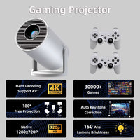 30000+ GAME Projectors 4K Android Portable Video Projector Bluetooth and Wifi Home Theater Support Netfli Youtub